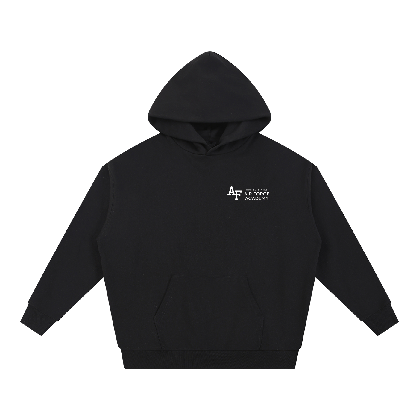 Heavyweight Hoodie — Designed front · Black